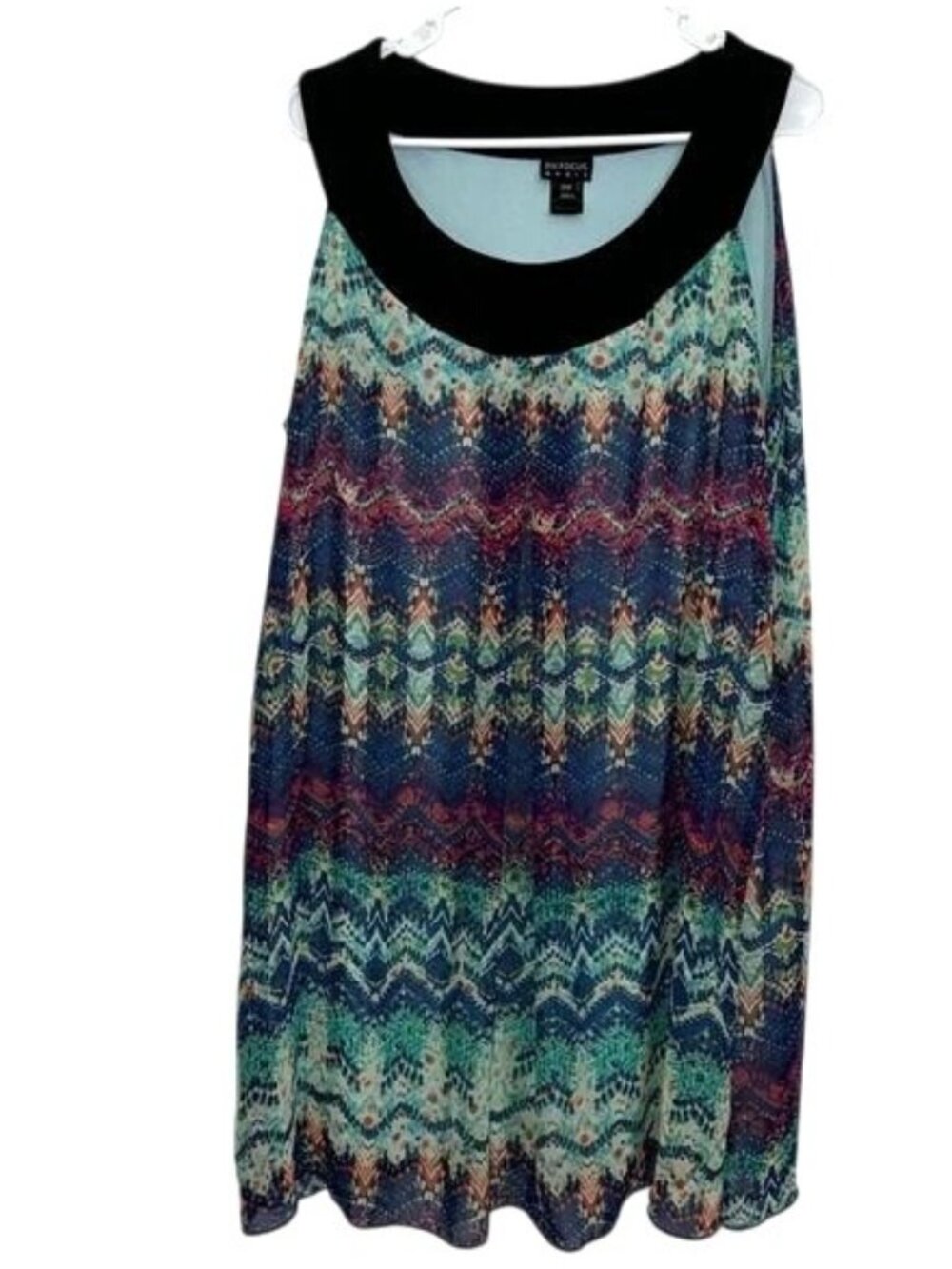 En Focus Women Sleeveless Chevron Print Dress Size 20W Multicolor